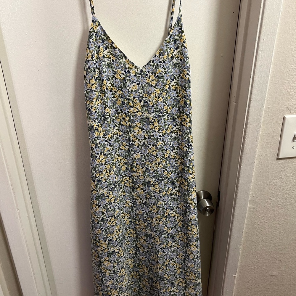 Forever 21 Blue and Yellow Maxi Slip Dress